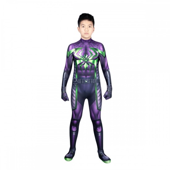 Kids Spider-Man Miles Morales Cosplay Costumes Purple Reign Halloween Suit