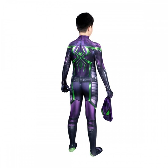 Kids Spider-Man Miles Morales Cosplay Costumes Purple Reign Halloween Suit