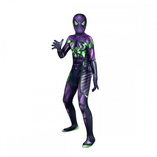 Kids Spider-Man Miles Morales Cosplay Costumes Purple Reign Halloween Suit