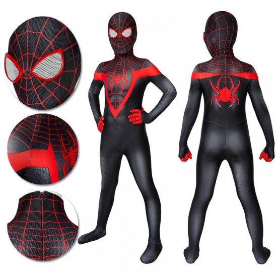 Kids Spider-man Miles Morales PS5 Cosplay Suit Children Halloween Cosplay Jumpsuit