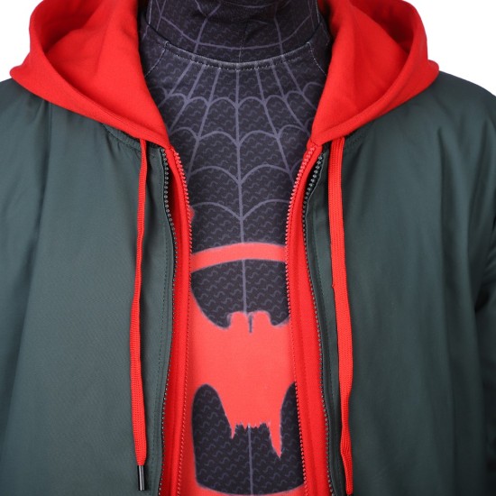 Miles Morales Cosplay Costumes Spider Man Into The Spider Verse Miles Green Coat