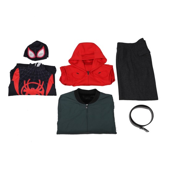 Miles Morales Cosplay Costumes Spider Man Into The Spider Verse Miles Green Coat