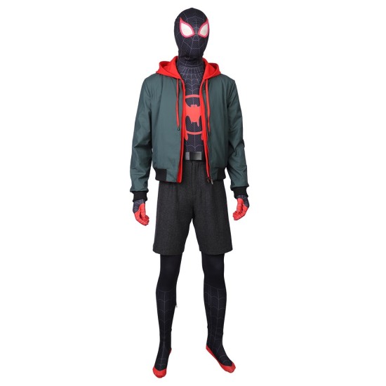 Miles Morales Cosplay Costumes Spider Man Into The Spider Verse Miles Green Coat