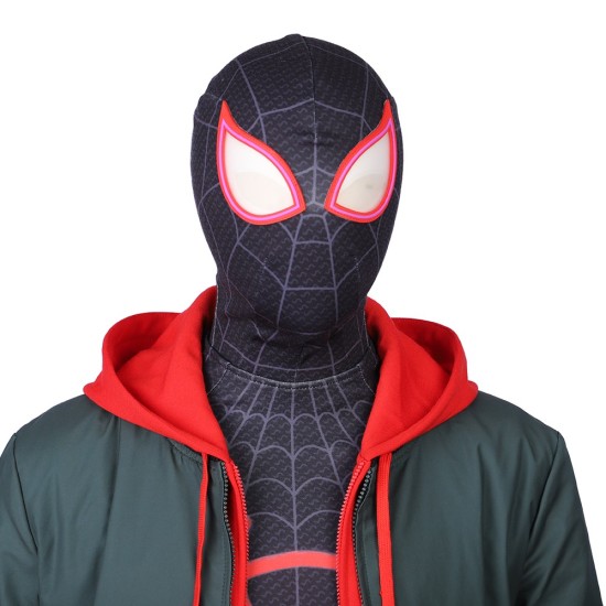 Miles Morales Cosplay Costumes Spider Man Into The Spider Verse Miles Green Coat